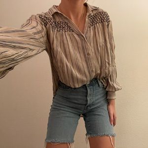 Anthropologie Striped Button Down Blouse
